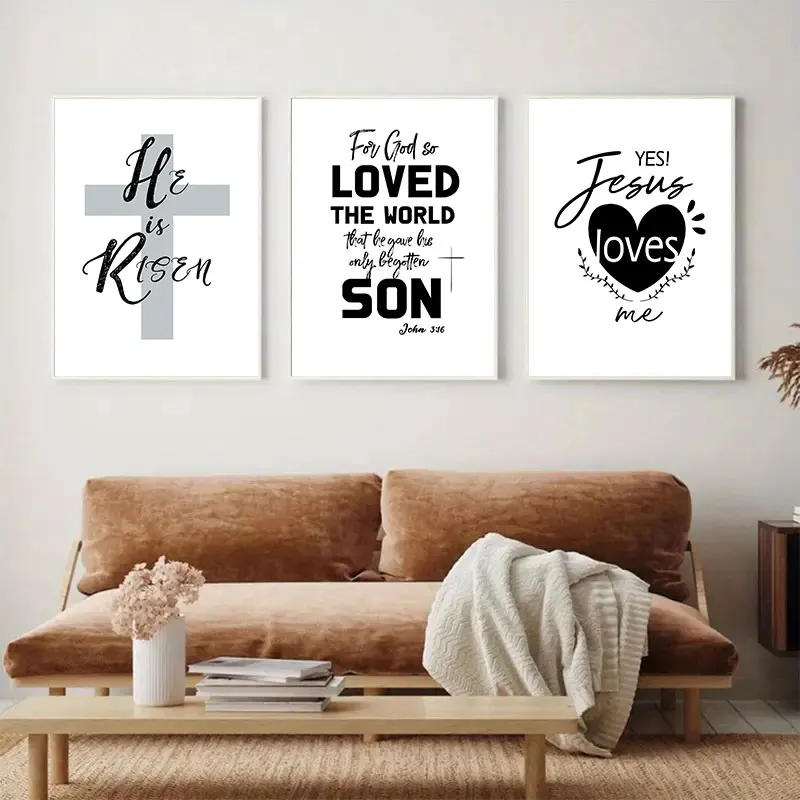 Black White Simple Bible Quotes Canvas Art Poster Prints Modern Wall Decorative Picture for Living Room Bedroom Home Decor