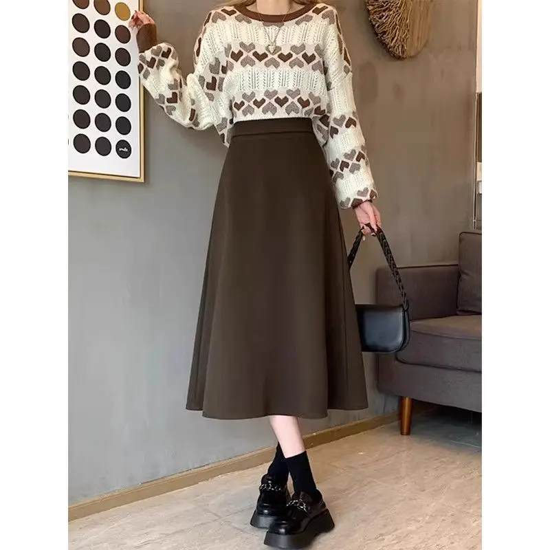 2026 Fashion Loose Umbrella Skirts Women's Autumn Winter New High Waist A-line Skirt Female High Waist Woolen Skirt U531
