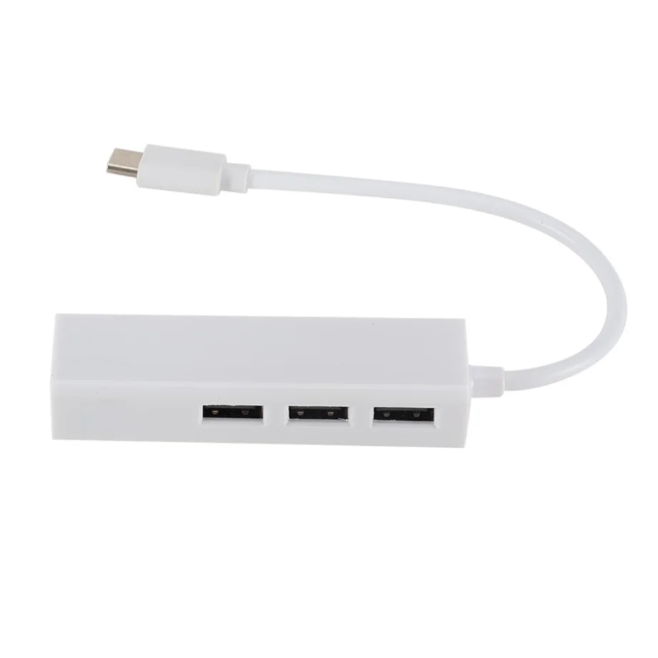 Adaptor USB 3.1 HUB Tipe C ke jaringan Ethernet LAN, USB-C 100Mbps RJ45 dengan 3 port pembagi HUB USB untuk MacBook Pro Laptop