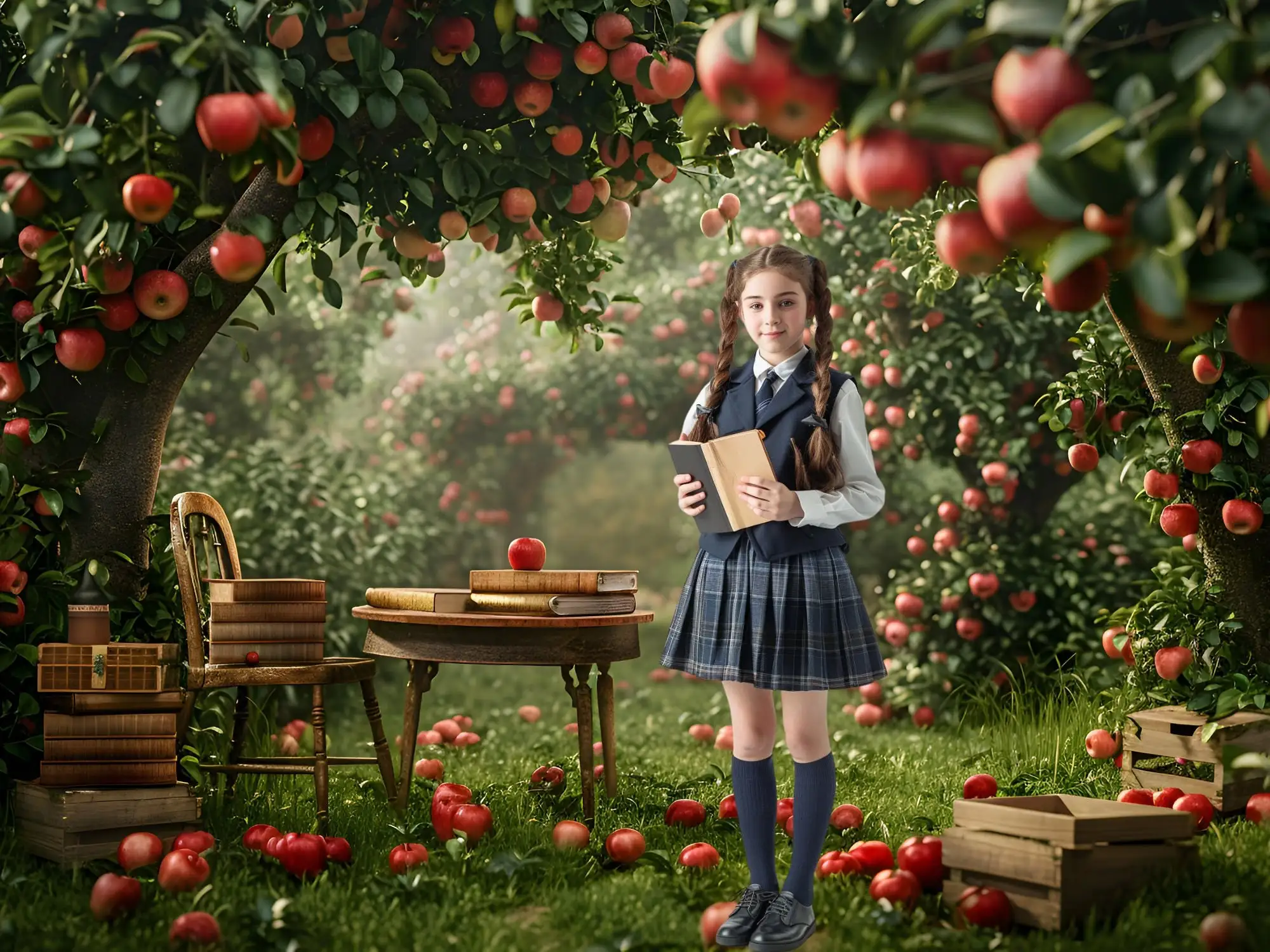 Mehofond Photography Background Apple Orchard Fall Harvest Back to School Kid Birthday Party Portrait Decor Backdrop Photo Studi