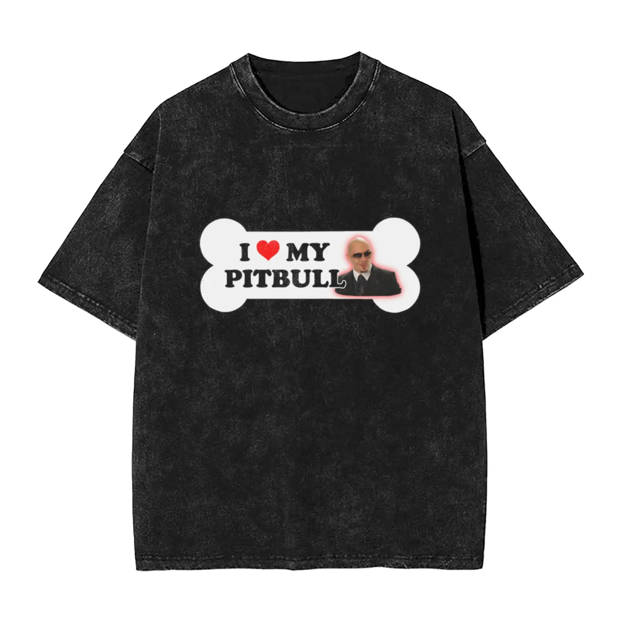 I Love My Pitbull Bumper Sticker Parody Unique Comfort A Washed T Shirt Men's Women's Oversized Cotton Tees Tops