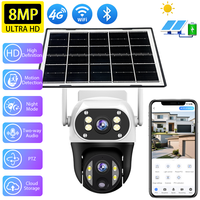 8MP Solar Powered Surveillance Camera Outdoor 4G Wireless Security Camera WiFi CCTV Cameras AI Human Detection PTZ Cameras