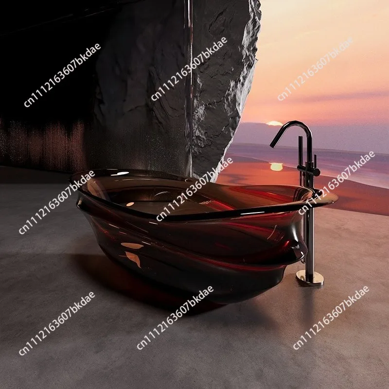 Color crystal resin bathtub integrated independent family hotel B & B spa
