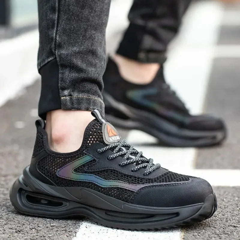 Mens Safety Shoes Anti Smashing Anti Puncture Steel Toe Shoe Durable Mesh Breathable Work Boots Lightweight Summer Shoes for Men image 3