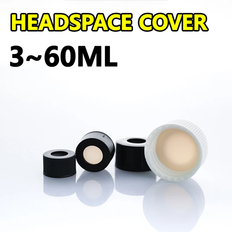 

PTFE gasket headspace cap Glass sample bottle cap Black/white Gas phase liquid chromatography injection bottle cap