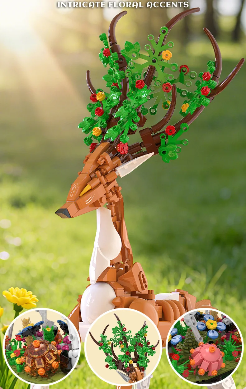 Idea Animals Moc Bausteine-Set: Waldhirsch-Modell zum Bauen – Lernspielzeug und Klemmbausteine-Kollektion für Geschenke und Heimdekoration – Detail 2