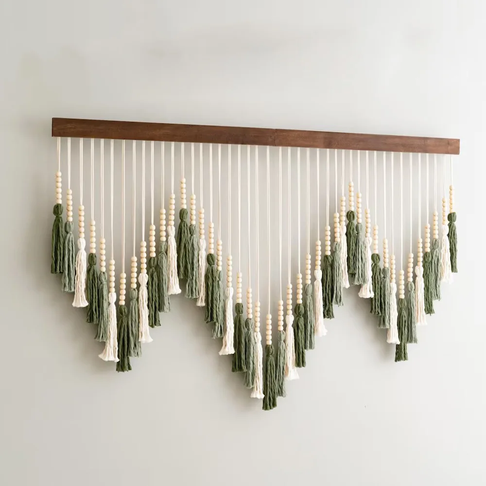 

Nordic Style Bead Tassel Wall Hanging Tapestry Decorative Background Wall Art Living Room Airbnb Entranceway Decor Cotton Geo...