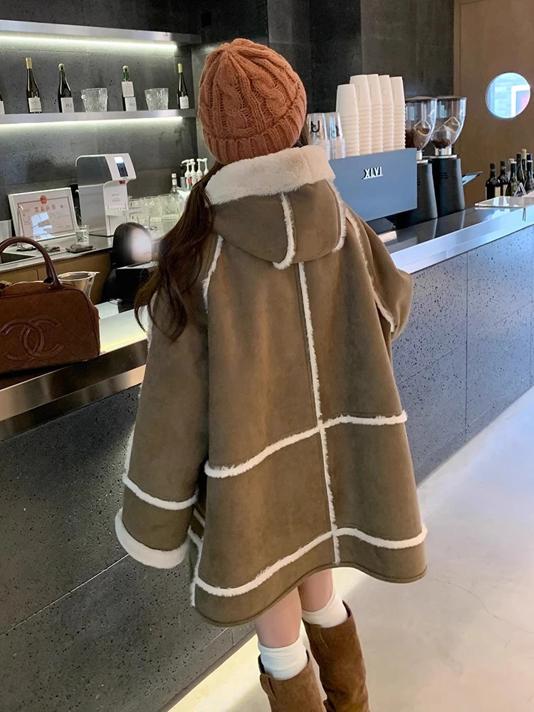   เสื้อโค้ทขนแกะสำหรับผู้หญิง ฤดูหนาว ผ้าฝ้ายเสริมความอบอุ่น ปกขนสัตว์ ติดกระดุม ความยาวปานกลาง สไตล์เกาหลี