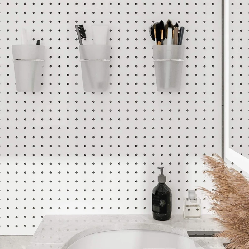 6 Sets Pegboard Bins With Rings Style Pegboard Hooks With Pegboard Cups Pegboard Cup Holder Accessories Transparent