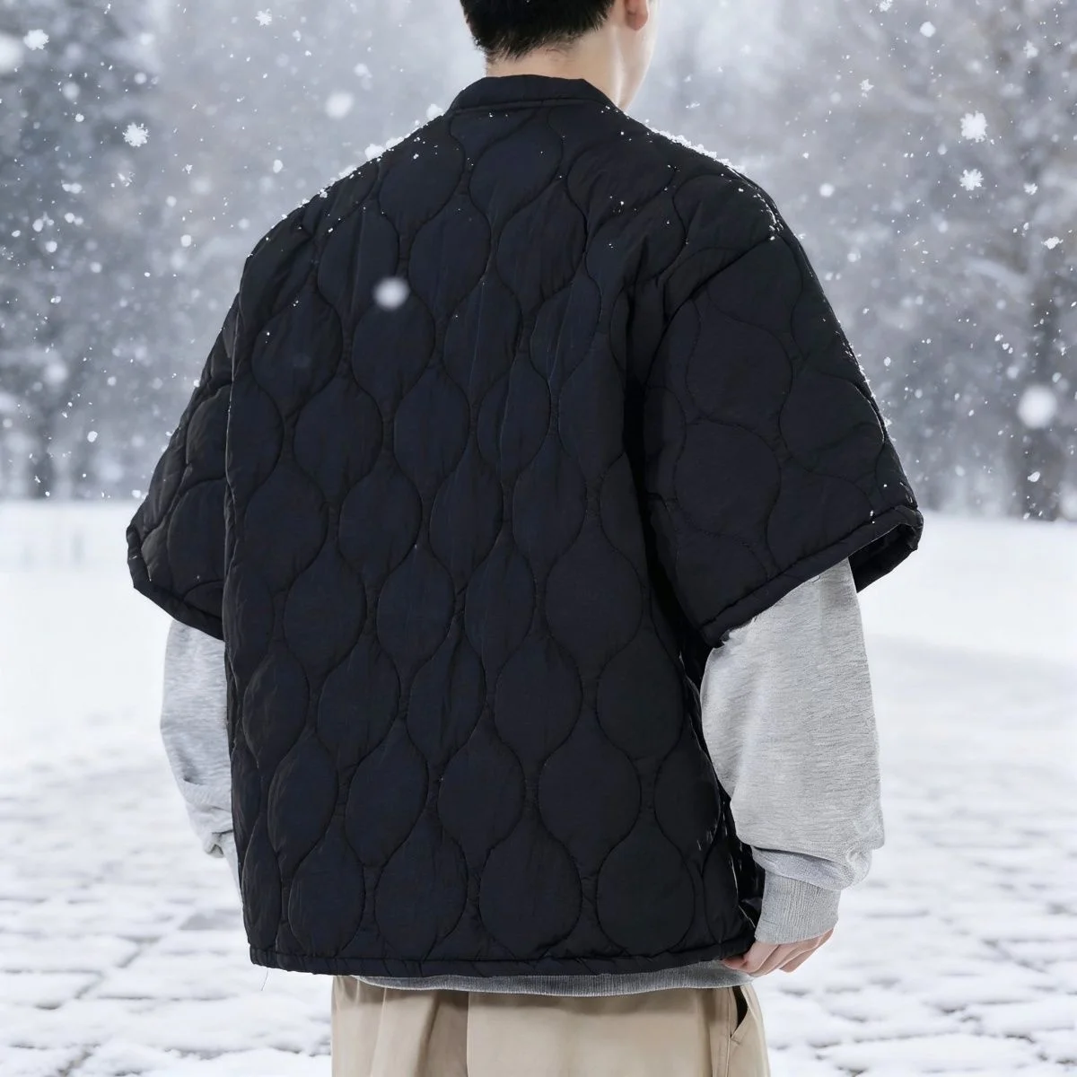 النمط الصيني الجديد ملابس العمل القطن وسادة مبطنة الرجعية الرجال نمط القرع فضفاضة قصيرة الأكمام سترات الشتاء للجنسين المعاطف الدافئة #6