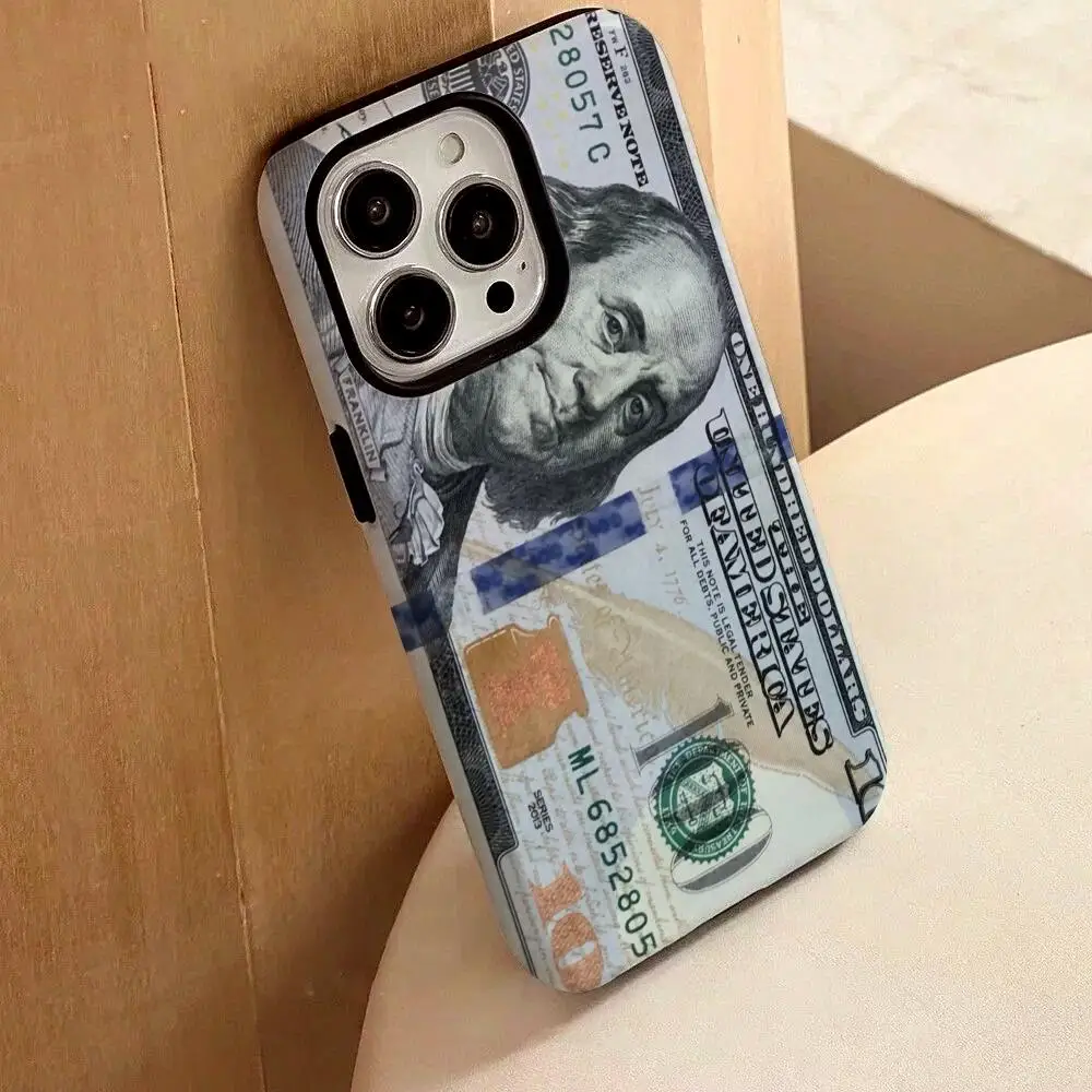 

Чехол для телефона в долларах США для iPhone 17, 16, 15, 14, 13, 12, Pro Max Plus, глянцевый HD, двухслойная жидкая задняя пленка, твердый корпус