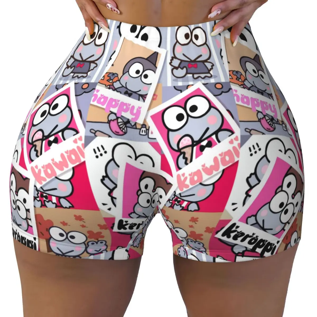 

Custom Women's Cute Kerokero Keroppi Workout Yoga Shorts Athletic Gym Running Volleyball Shorts