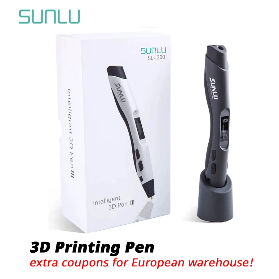 SUNLU SL-300 3D Pen With Plug 3D Printing Pens Support PLA/ABS Filament 1.75mm 8 levels Speed Control Child Christmas Gift