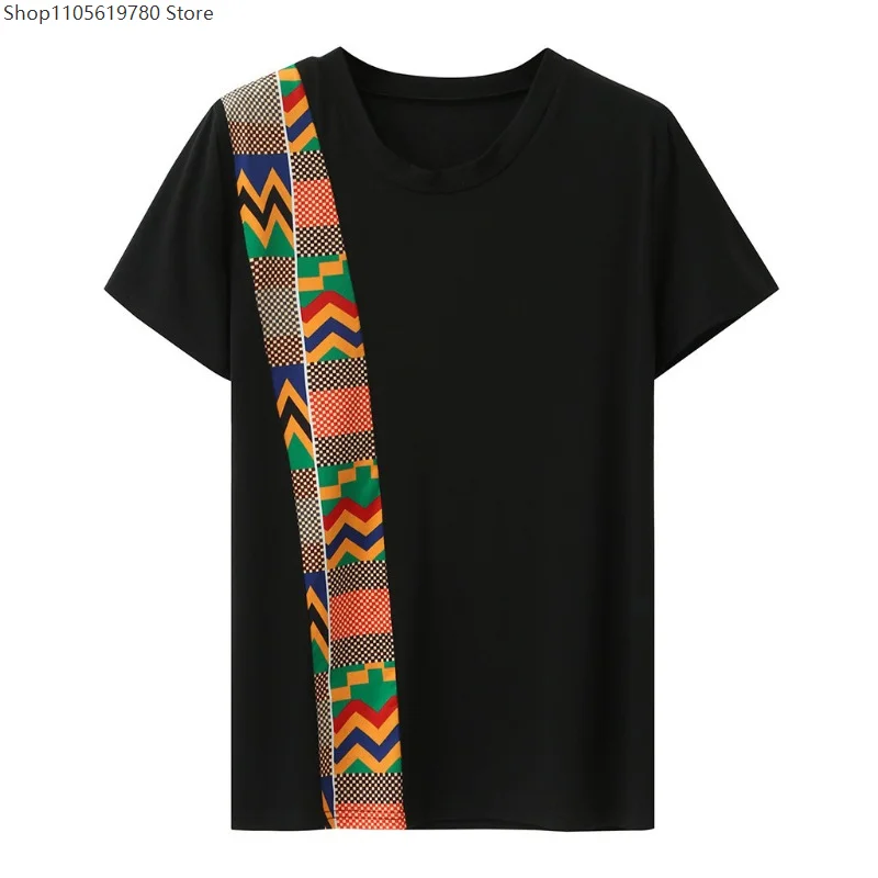 Unisex Summer Short‑Sleeve Cosplay Top Vibrant Patchwork Panel Print O‑Neck Casual Tee For Holiday Outfit Mixed‑Gender Wear 2026