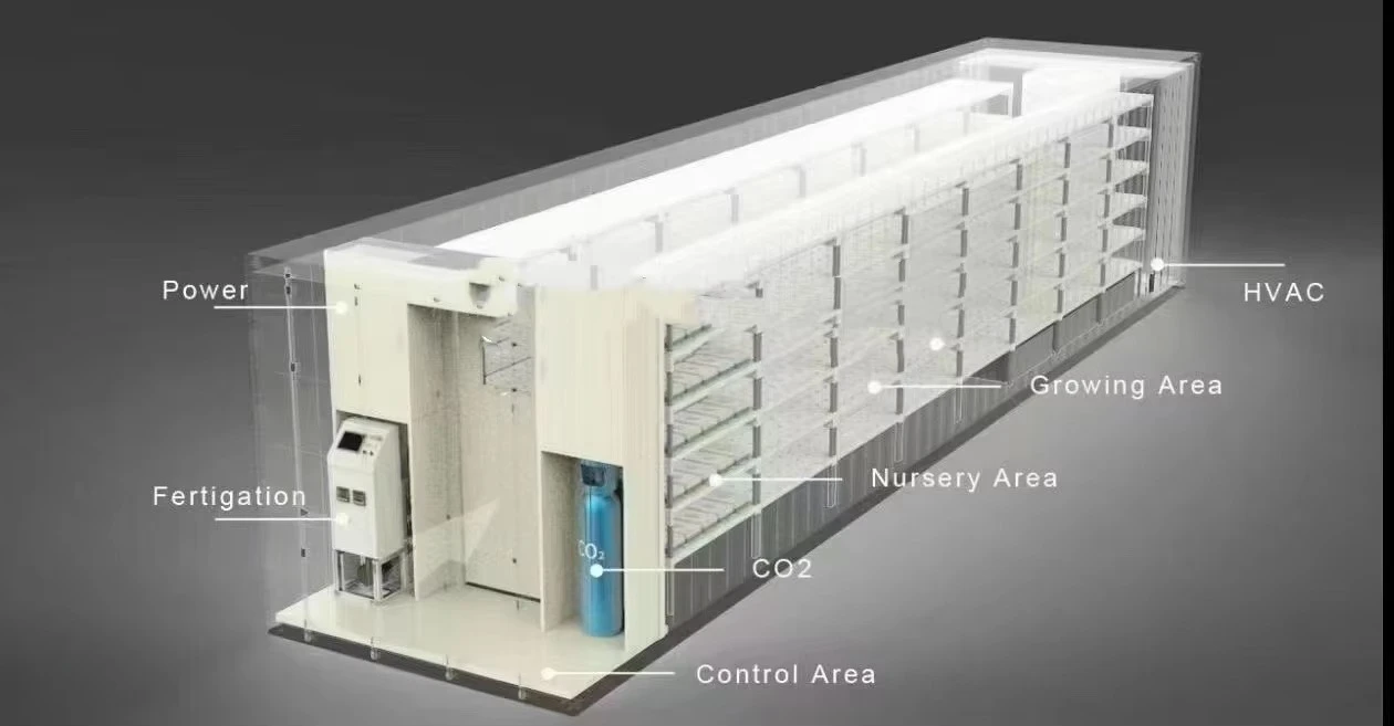 Smart Indoor Automatic Hydroponic Growing System Greenhouse Vertical Farming in Shipping Container Pump As Core Component