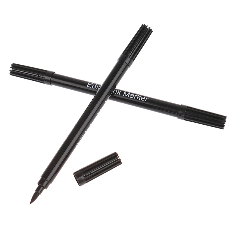 2PCS Black Food coloring Pens Double Sided Food Grade and Edible Marker Writers
