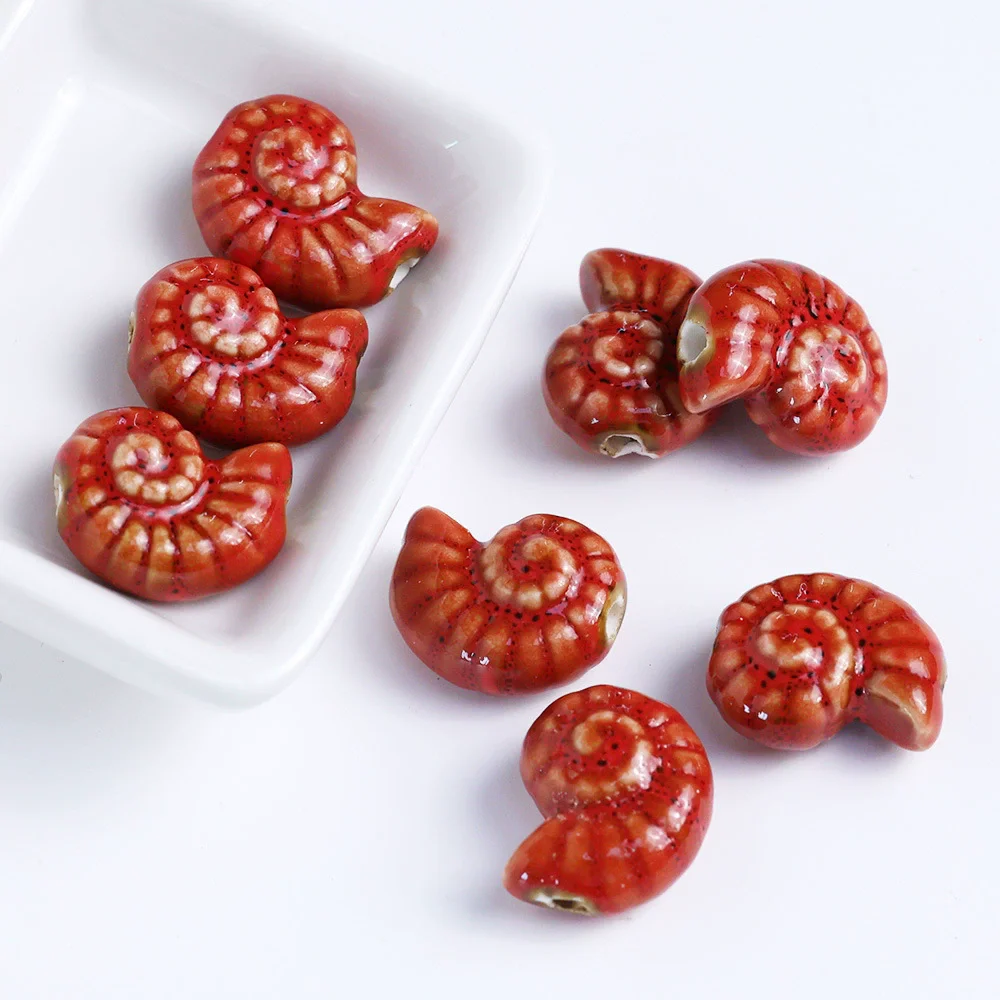 5pcs 20×16mm Snail Retro Glazed High Temperature Ceramic Beads For Jewelry Making DIY Necklace Bracelet  Earring Accessories