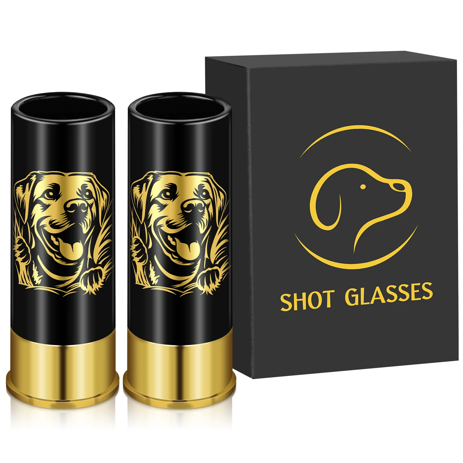 

LKKCHER Labrador Retriever Plastic Shot Glass 2PCS/Set 12GA Small Bullet Shot Cups for Whiskey Wine Cup Drinkware Gift Set Party