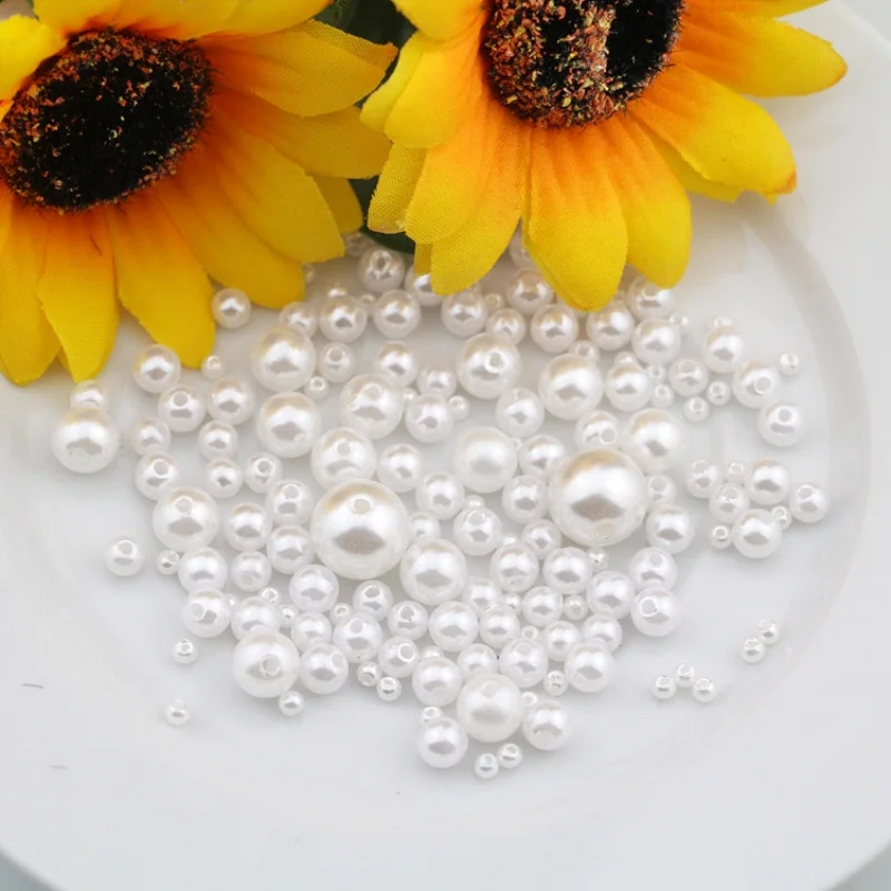 Mix 3/4/5/6/8MM ABS Imitation Pearl Round Beads With Holes DIY Necklace&Bracelet Jewelry Making Findings 150-200pcs