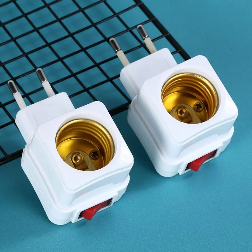 220V E27 LED Light Lamp Bulb Socket Integrated With On/Off Switch Spiral Pattern Lamp Base Connector EU Plug Adapter