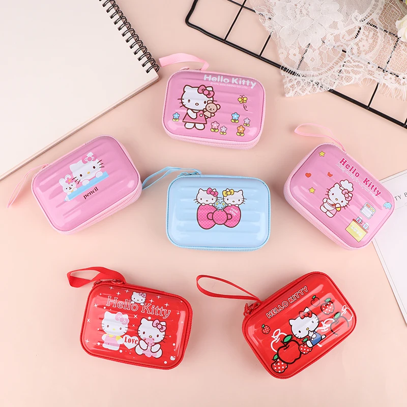 Kawaii Sanrio Hello Kitty Data Cable Charger Storage Bag Girl Cartoon Portable Travel Mini Zipper Makeup Bag regali di festa