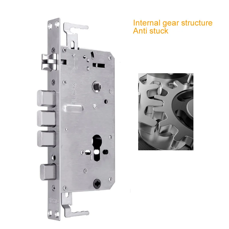 Cerradura de puerta de seguridad de acero inoxidable 6068 304, estructura de engranaje interno, antiatascos para cerradura inteligente con huella