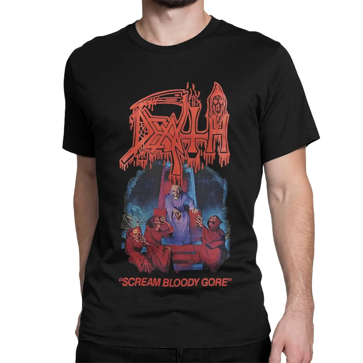 Scream Bloody Gore Death Men Women T Shirt Metal Band Humor Tee Shirt Short Sleeve Round Collar T-Shirt Cotton 5XL 6XL Clothing