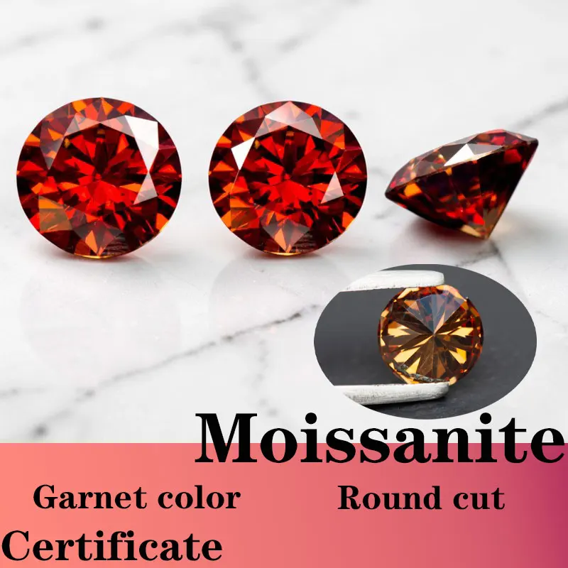 

Moissanite Round Cut Garnet Color Certificate Multiple Shapes Selectable Laboratory Production