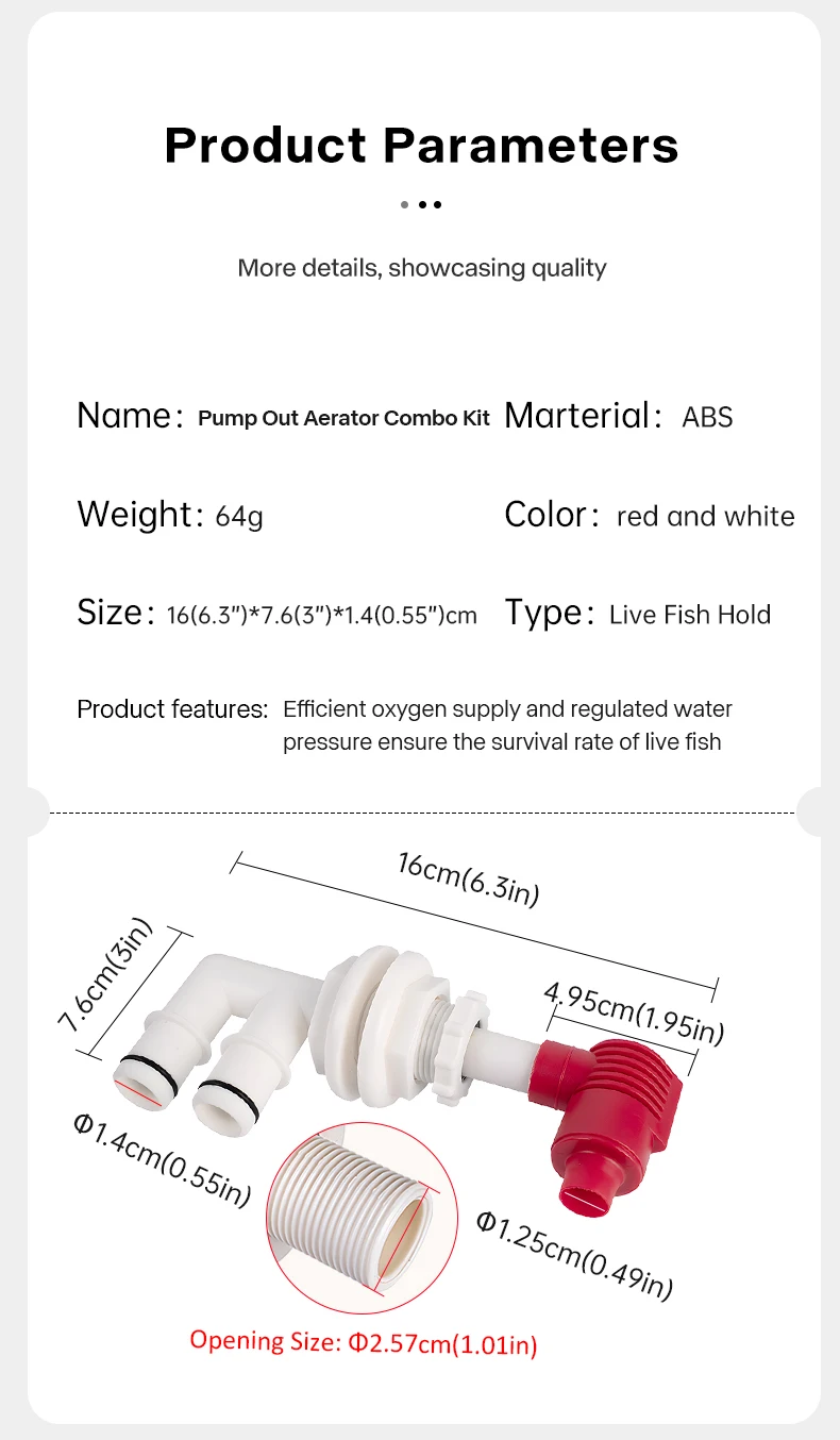 Marine-Livewell-Sauerstoffventil ABS-Entlüftungsbelüfter für Bass-Boote, Fischhaltebehälter, Wasserzirkulation, Zubehör-Kit für Fischereiyachten – Detail 10