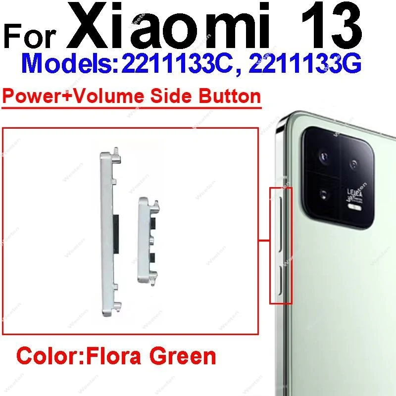 On OFF Power Volume Side Button For Xiaomi 13 13T Pro Power Volume Up Down Side Key Switch Replacement Repair Parts