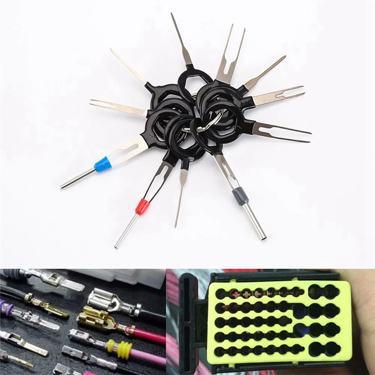 55PCS Auto Car Plug Circuit Board Wire Harness Terminal Extraction Pick Connector Crimp Pin Back Needle Remove Tool Set-A74Z