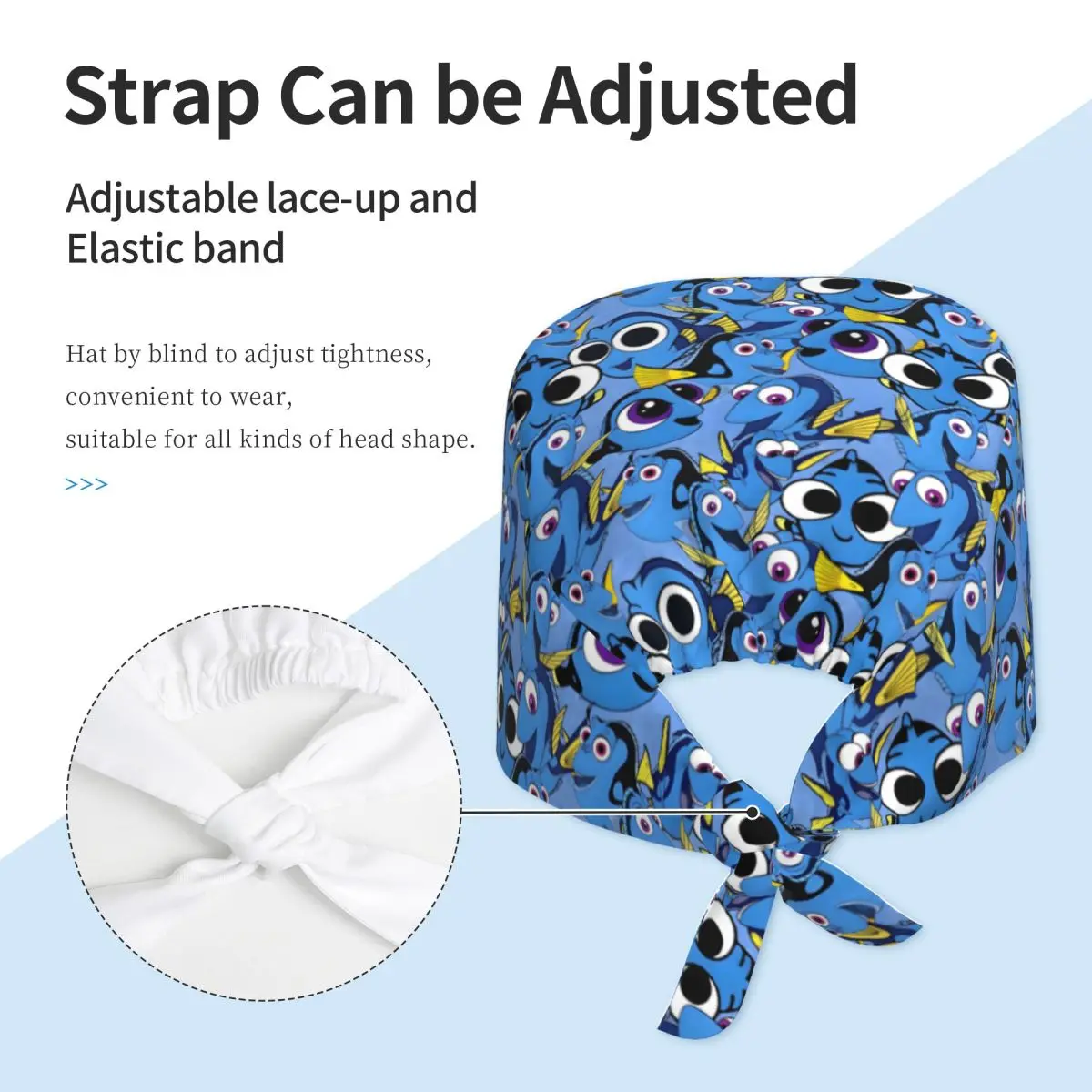 Picture 4: Blue Fish Finding Nemo Cleaning Working Cap Comfortable Unisex Anime Film Cartoon Scrub Cap Surgicals Hat Nurse Scrubs Hat Nurse