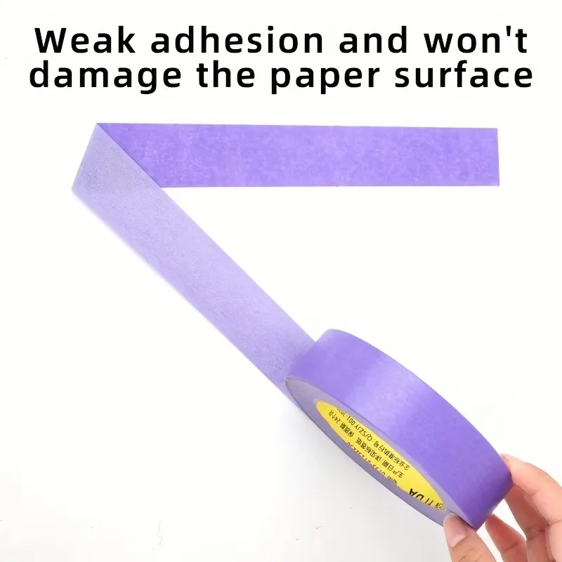 2 Rolls Purple Washi Tape 20M Grid Pattern Matte Masking Tape Weak Adhesive No Residue Hand Tearable Decorative Tape for Art Cra