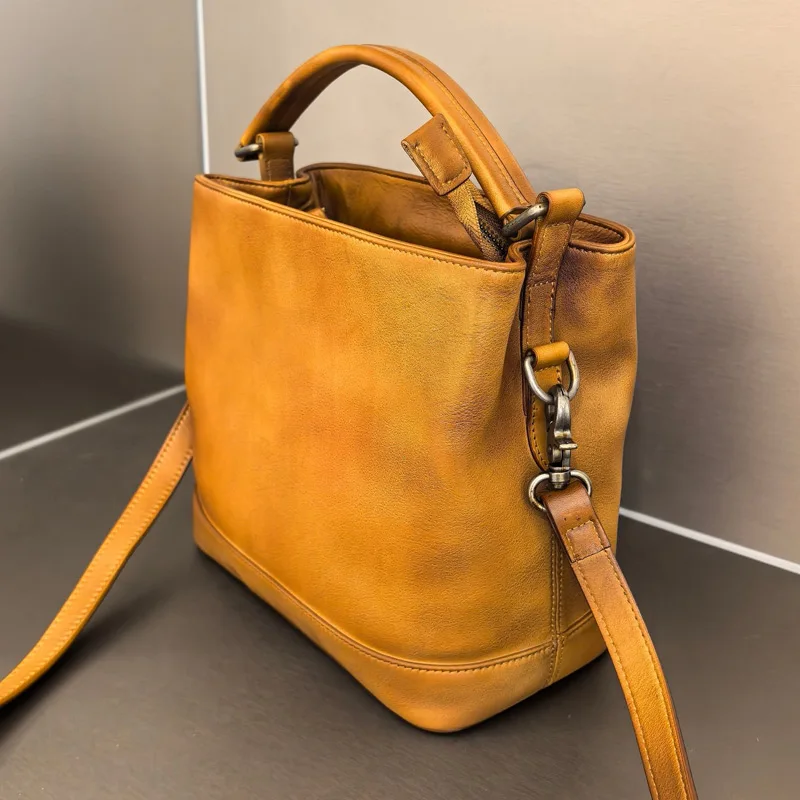 Ruil fashion luxury natural genuine leather ladies bucket shoulder bag designer original women's high-end real cowhide handbag