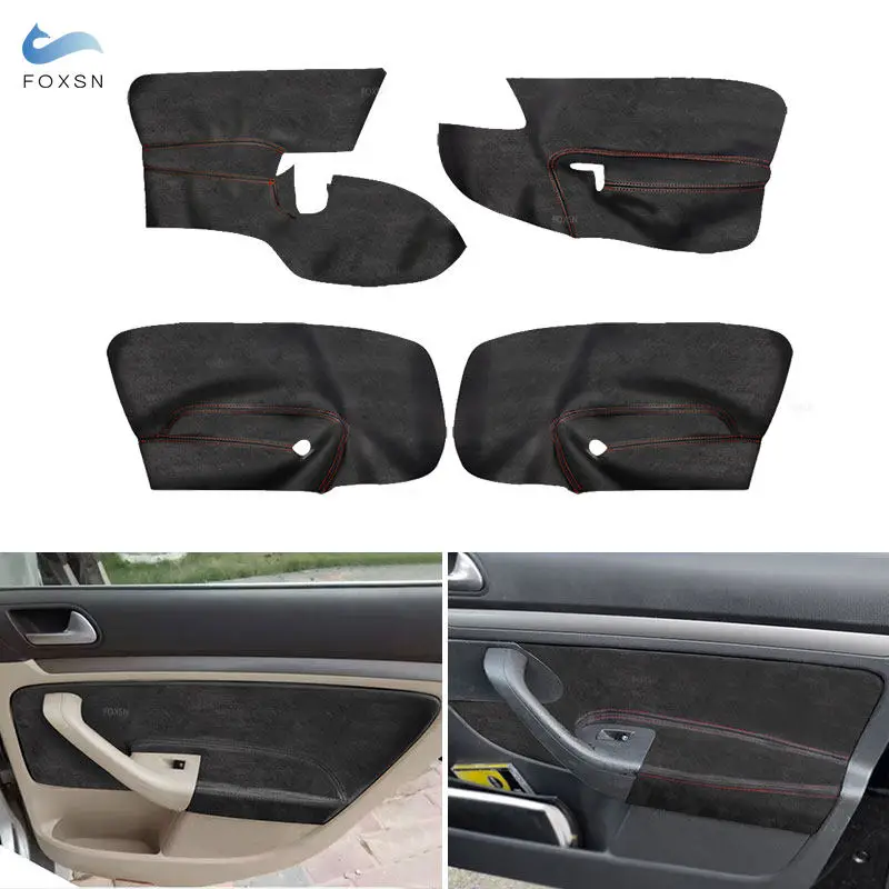 Car-styling Interior Door Armrest Panel Cover Suede Leather Trim For VW Golf 5 MK5 2005 2006 2007 2008 2009 2010 LHD 4-Door