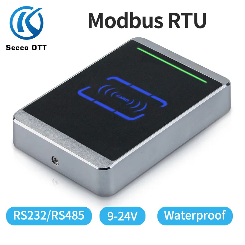 Metal Modbus RTU RS485 RF Card Reader IP68 Anti Misconnection Protection 13.56MHz Waterproof Card Reader PLC Control 125kHz Read