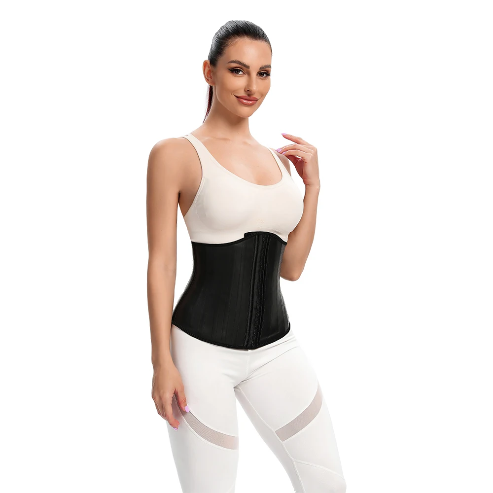 

Latex Waist Trainer Corset 25 Steel Bones Side Low Cut Waistband Fitness Shaper Cincher