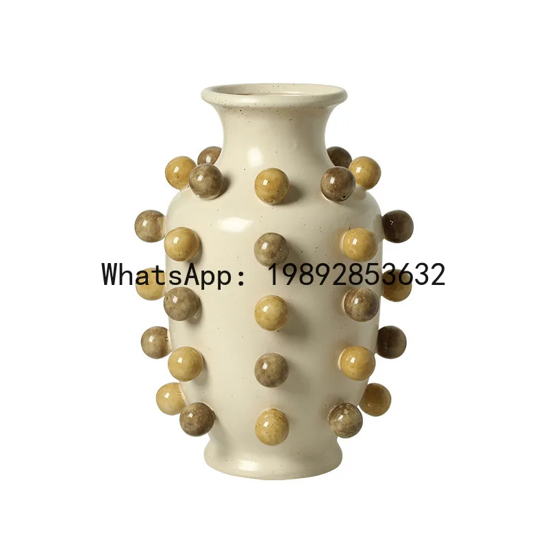 

DSA hand-painted round bead ceramic vase villa hotel entrance dining table decorative cabinet creative ornament