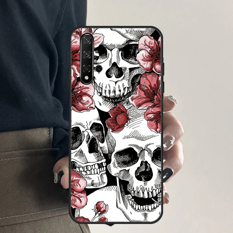 القوطية الأزهار الجمجمة لهواوي نوفا 9 10 SE 5T 12s 12i 11i Y91 Y90 Y60 Y70 Y72 Y61 P20 P40 P30 لايت P60 برو حالة #2