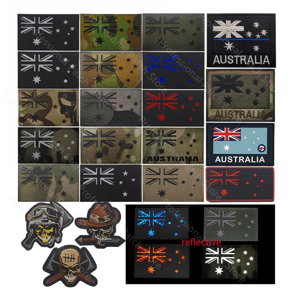 New Zealand Australia Camouflage Kangaroo IR Infrared Reflective Patch PVC Tactical Armband Applique for Embroidered Flag Badge