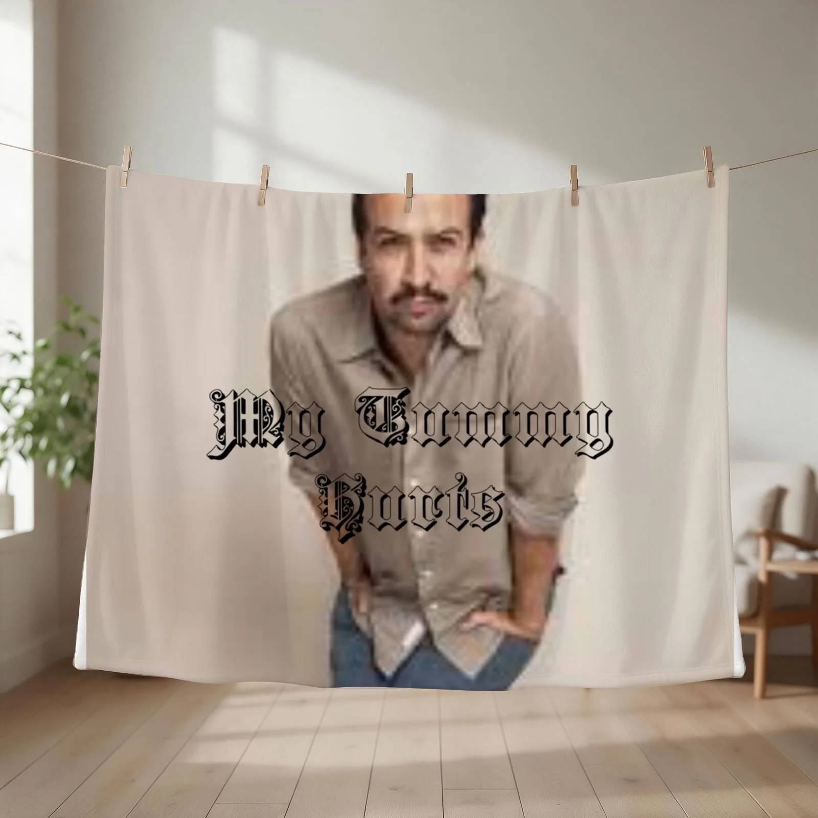 my tummy hurts lin manuel miranda Throw Blanket couch cozy soft plush fuzzy picnic outdoor blanket