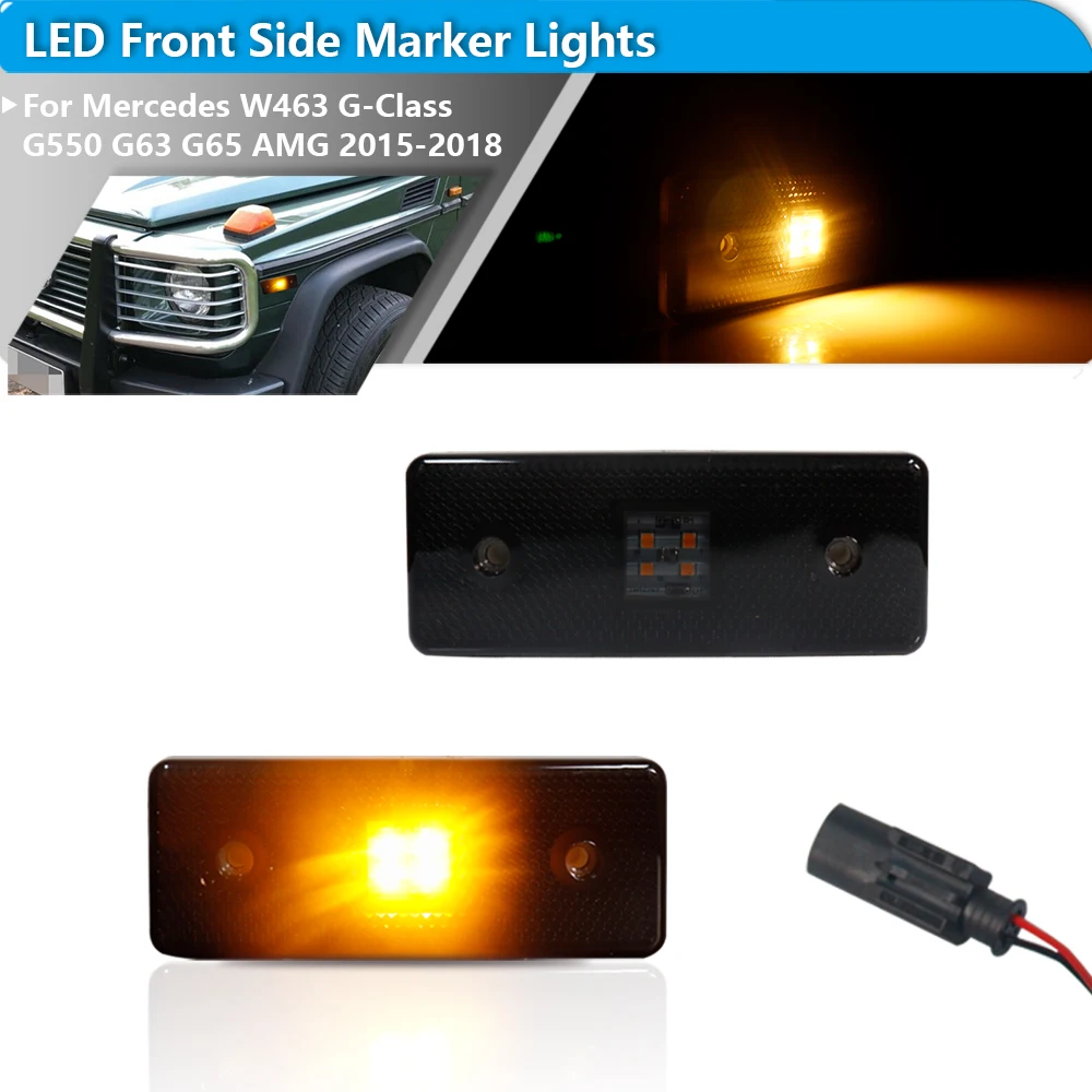 

2pcs iJDM Amber Full LED Front Side Marker Light For Mercedes W463 G-Class G550 G63 G65 AMG 2015-2018