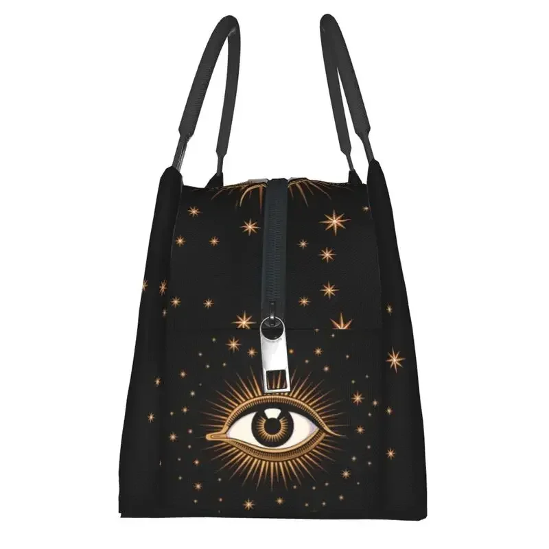 Bolso de mano con aislamiento de mal de ojo para mujer, fiambrera térmica reutilizable con arte de ojo que todo lo ve, fiambrera de comida, trabajo y viaje