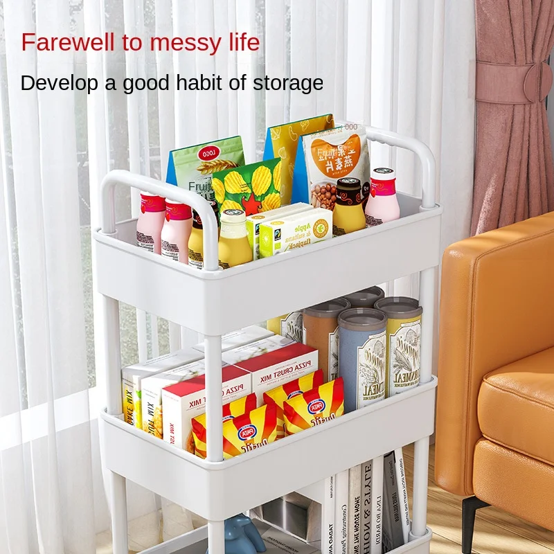 Convenient Storage Cart Strong Load-bearing Storage Shelf 2/3/4-Tier Organize Slide Out Rolling Rack with Wheels