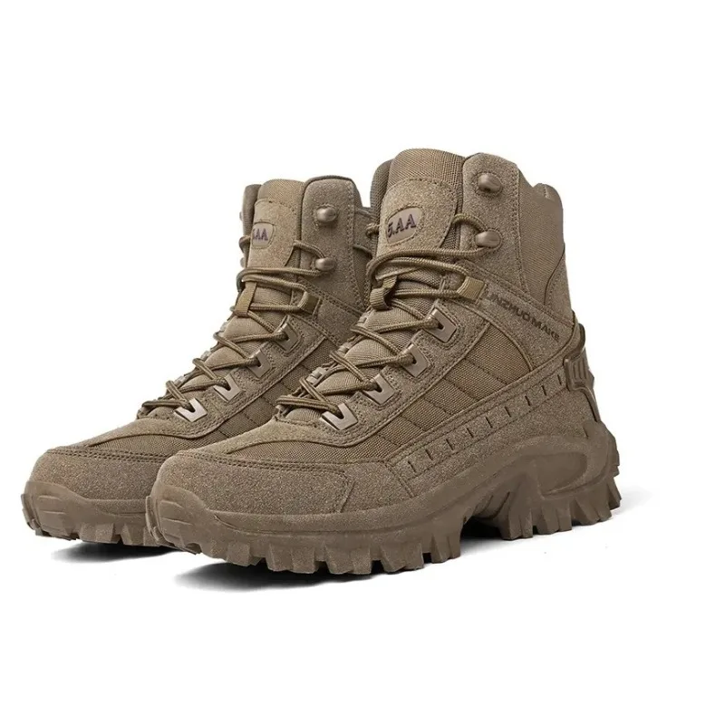 Men High Top Tactical Combat Boots Desert Outdoor Hiking Boots Men Side Zipper Anti Slip Wear Resistant Ankle Boots Botas Hombre