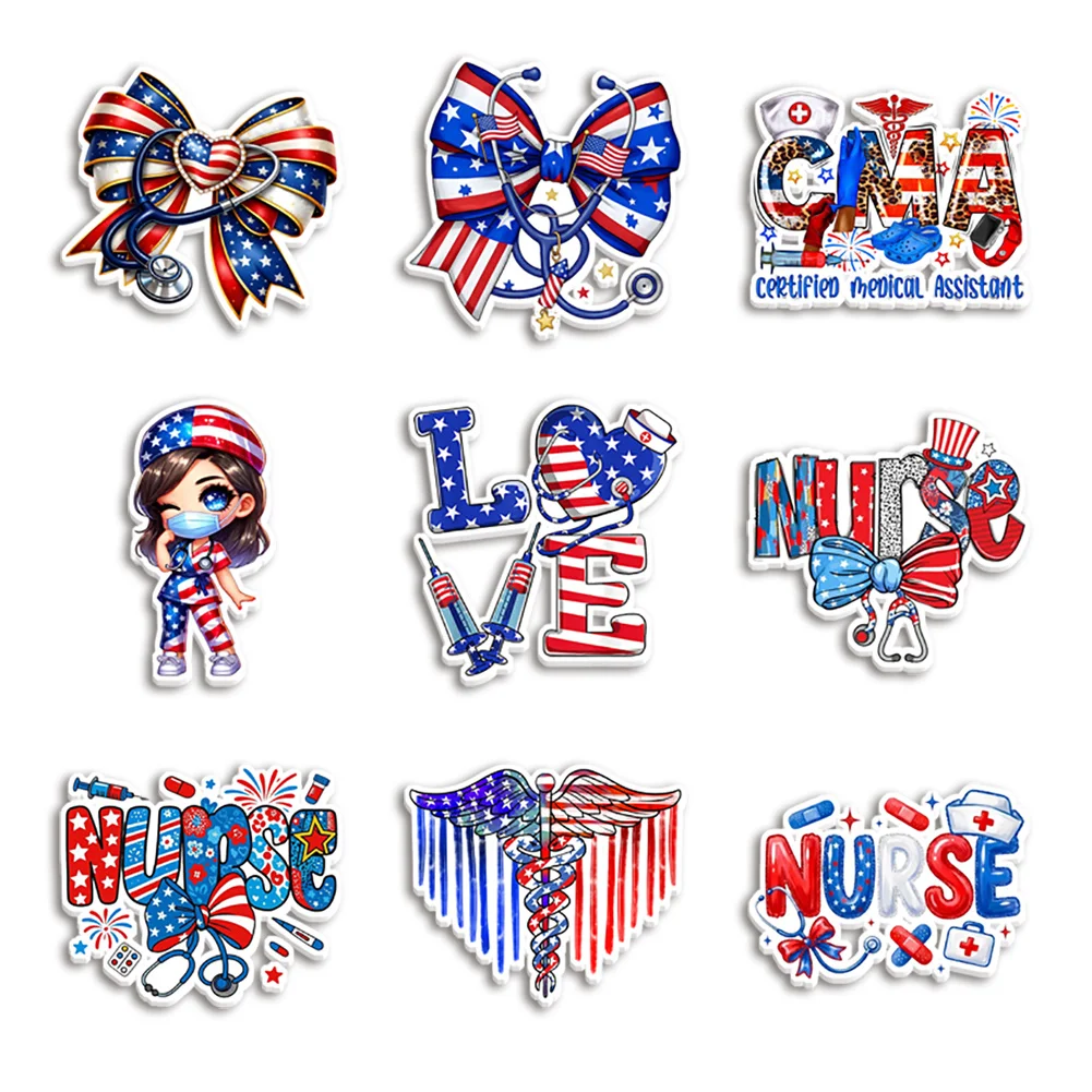 10pcs/lot Independence Day Cake Doughnuts National Flag Resin Planar Transparent Glitter Acrylic Flatback for Festival Decoratio