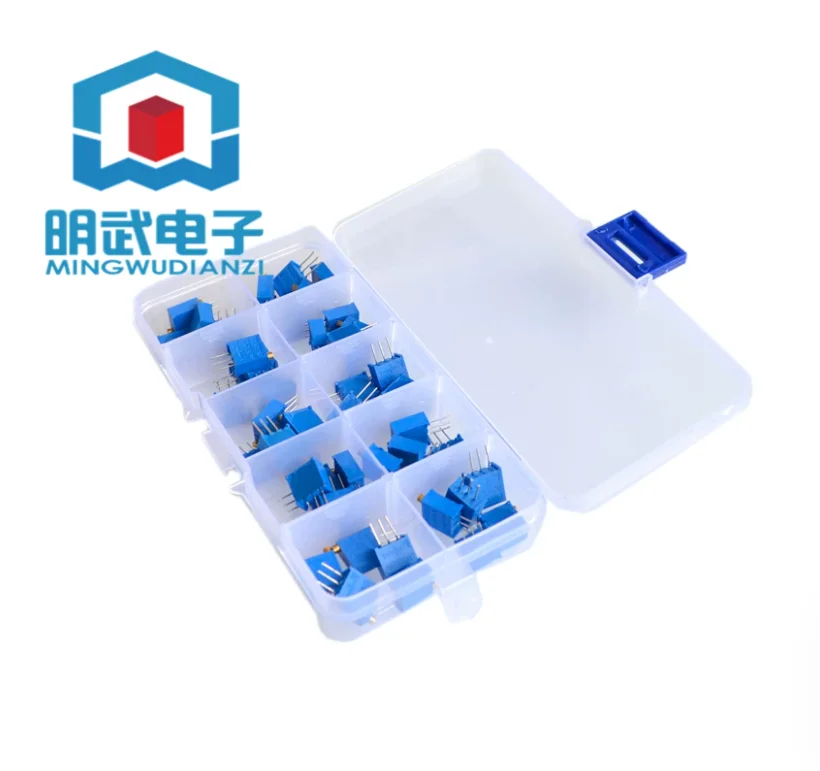 10 Values 102 103 104 201 202 203 501 502 503 Adjustable Resistor Kit Potentiometer 1/2/5/10/20/50/K 100/200/500 Ohm/R 3296w 101