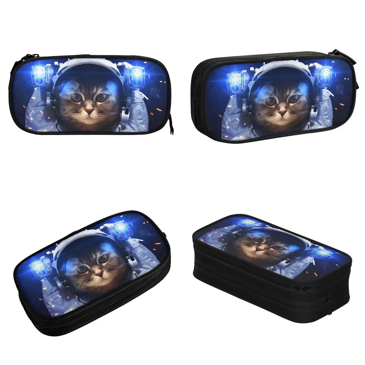 Imagem -02 - Bolsa de Lápis Grande com Zíper Galaxy Space Case Cat Pen Holder Bolsas de Armazenamento para Estudante Material Escolar Acessórios