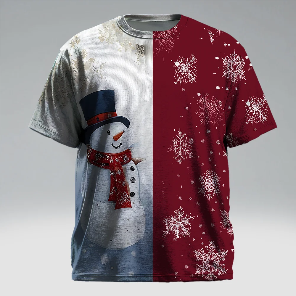 

S-9xl plus size Big & Tall Short Sleeve (Christmas Element) Stylish Red-Green Hues, Lightweight, Fits Guys for All-Day Comfort