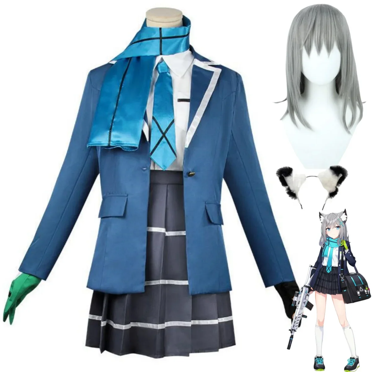 

Anime Game Blue Archive Sunaokami Shiroko Cosplay Costume Day Han JK School Uniforms Shirt Coat Headwear Woman Lovely Suit